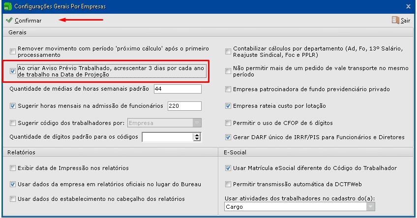 prez  取引進行ページ Artigo - Como configurar o sistema para considerar Projeção de 3